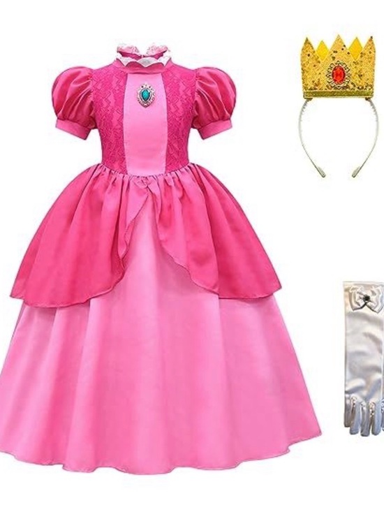 Other - Girls' Pink Princess Costume Dress with Crown& Gloves, no blue brooch included.
